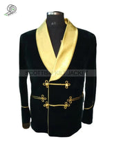 Stylish Green Velvet Coat With Gold Lapels Smoking Jackets